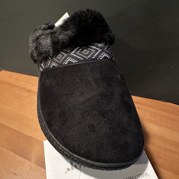 Isotoner Women's Memory Foam Black Slippers L 8.5 - 9 Eco Comfort Hoodback - Picture 5 of 9